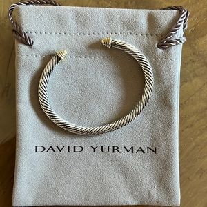 Authentic David Yurman 5mm cable classic bracelet with 14K yellow gold domes